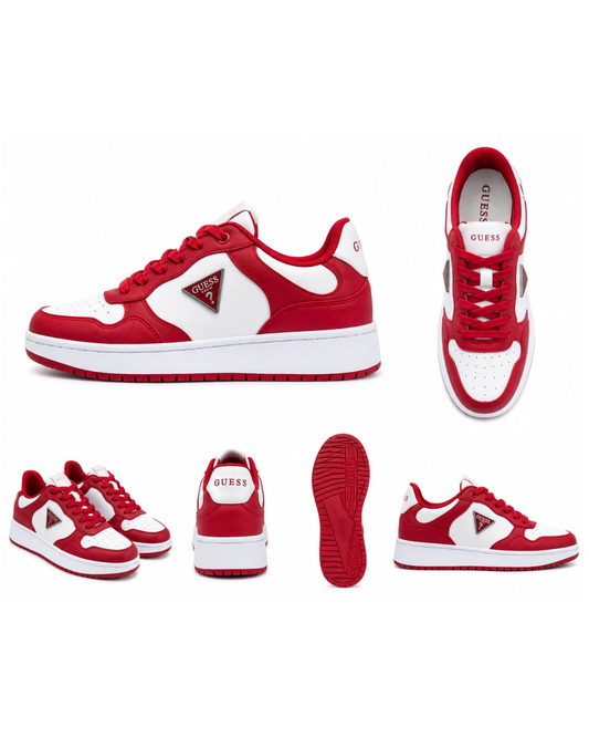 ❤️ GUESS® Sneakers Mujer – Red & White