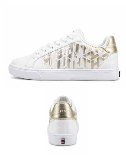 Zapatillas Tommy Hilfiger — Elegancia Blanca con Detalles Dorados