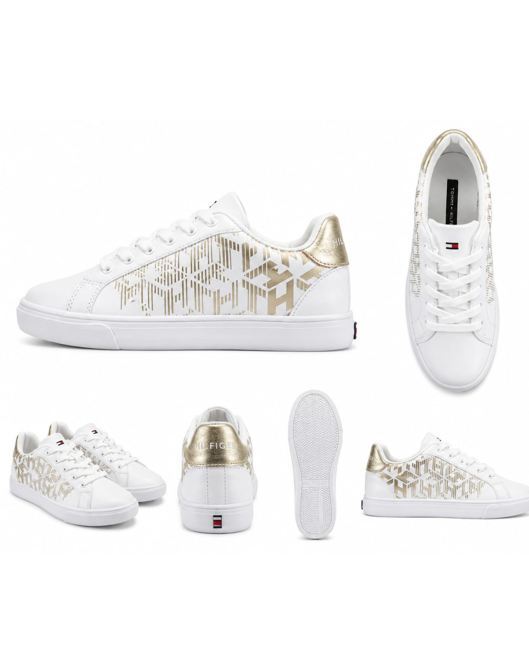 Zapatillas Tommy Hilfiger — Elegancia Blanca con Detalles Dorados