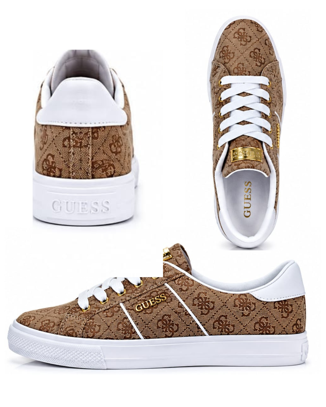 GUESS® Sneakers Mujer Monograma Café & Blanco