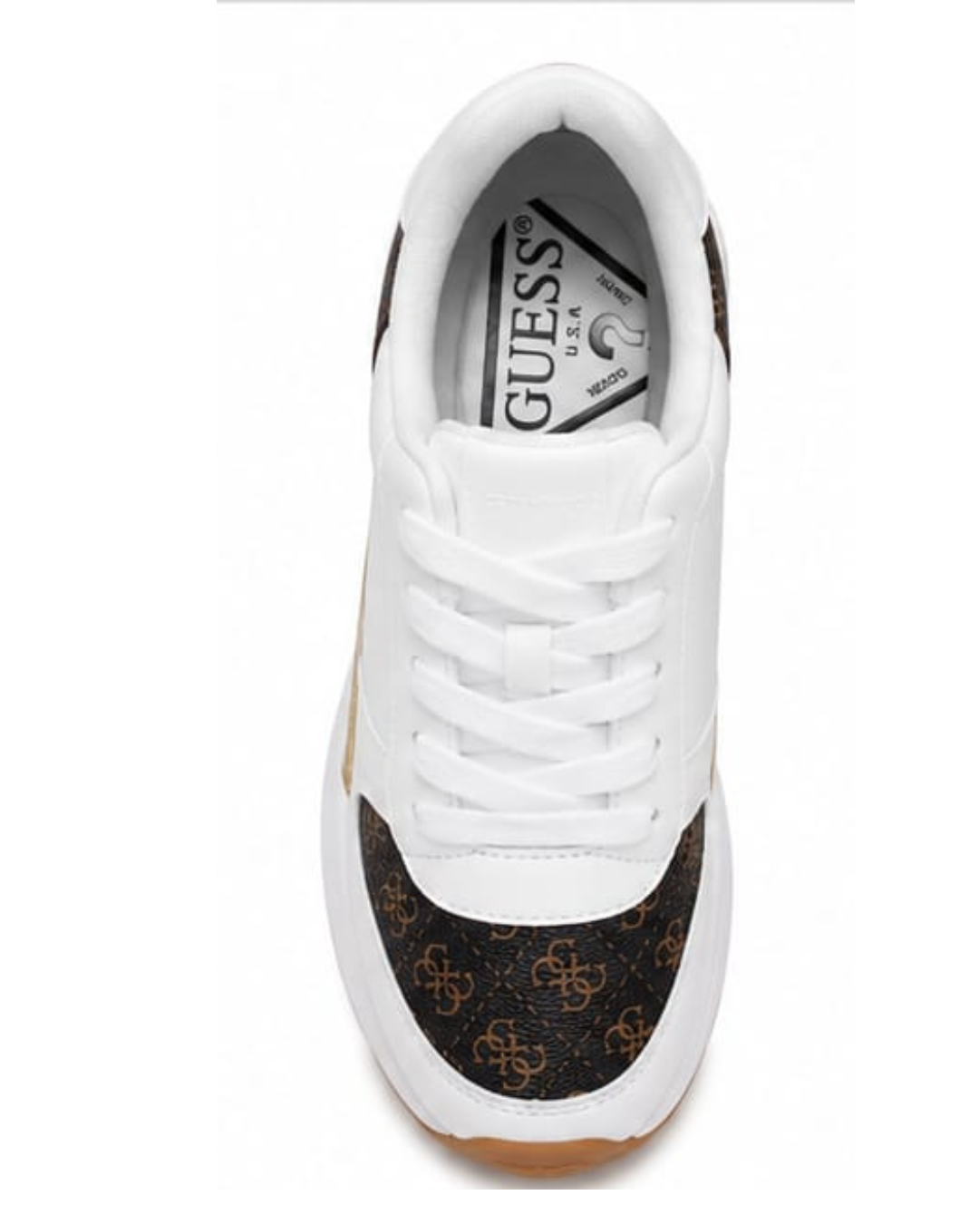 GUESS® Sneakers Mujer Monograma | Blanco, Café & Dorado