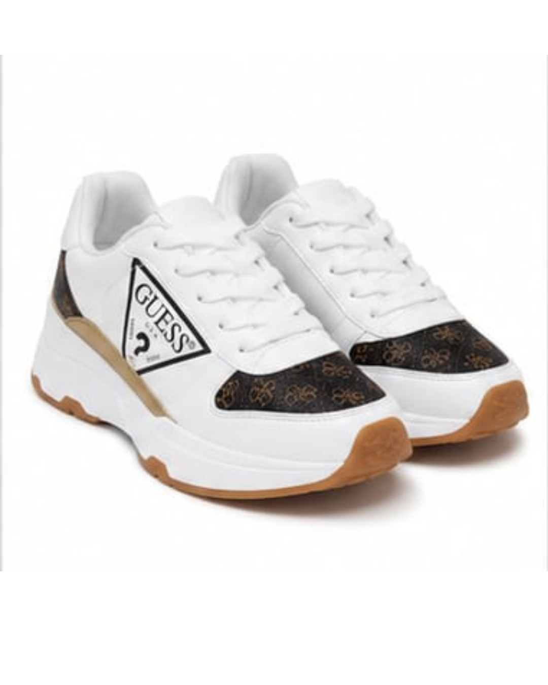 GUESS® Sneakers Mujer Monograma | Blanco, Café & Dorado
