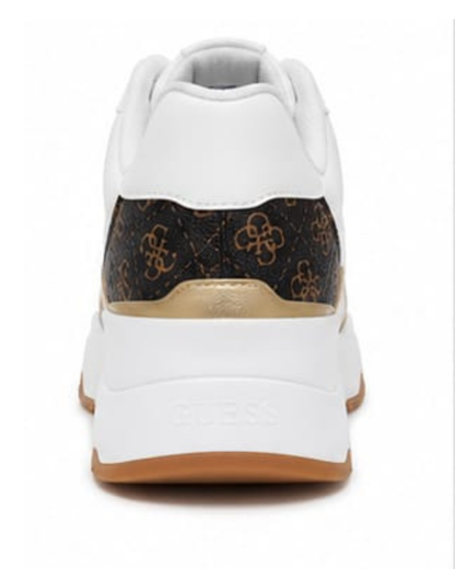 GUESS® Sneakers Mujer Monograma | Blanco, Café & Dorado